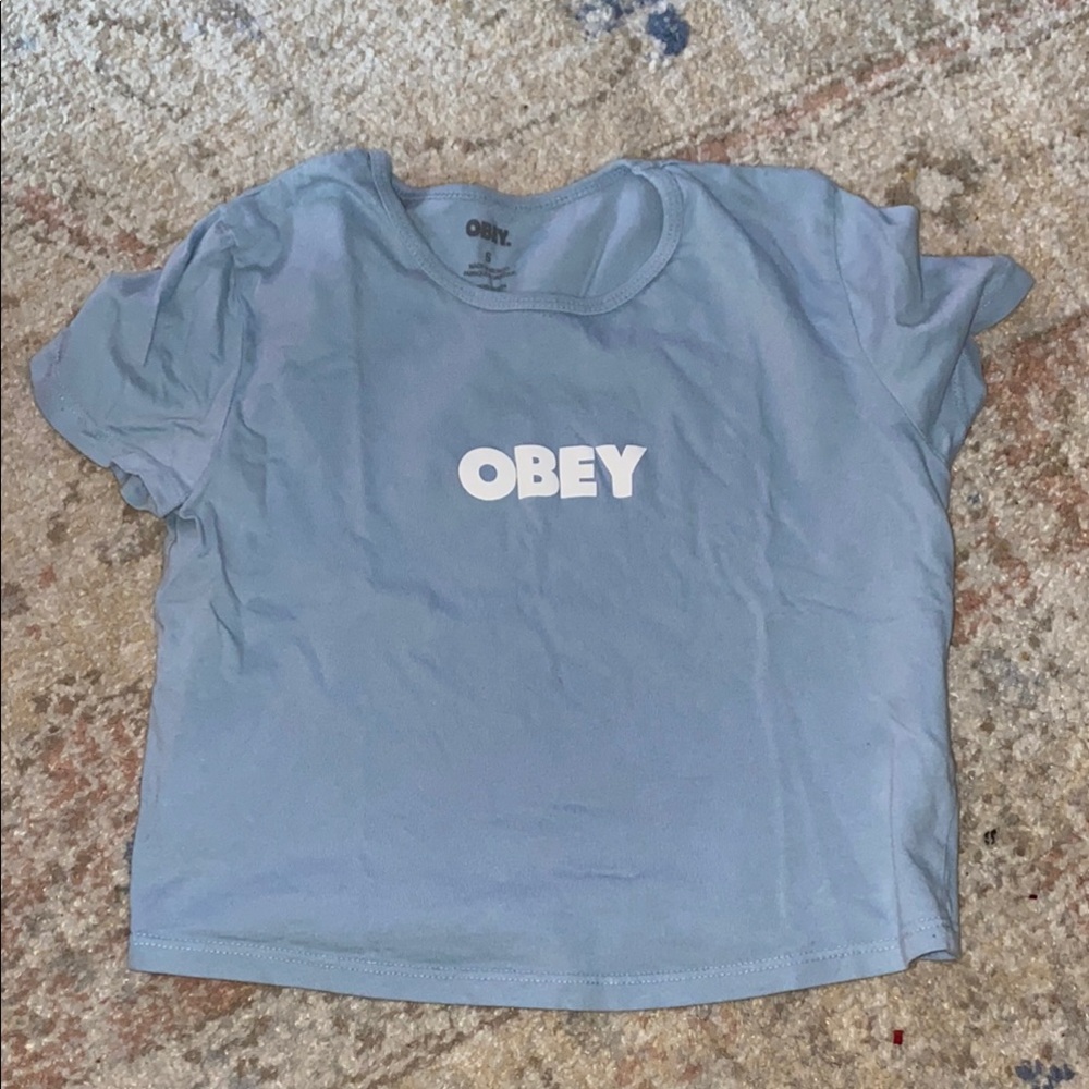Obey Blue Cropped Tee